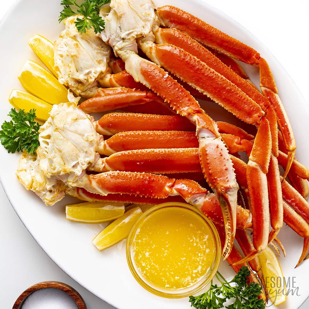 Served crab legs ready to enjoy